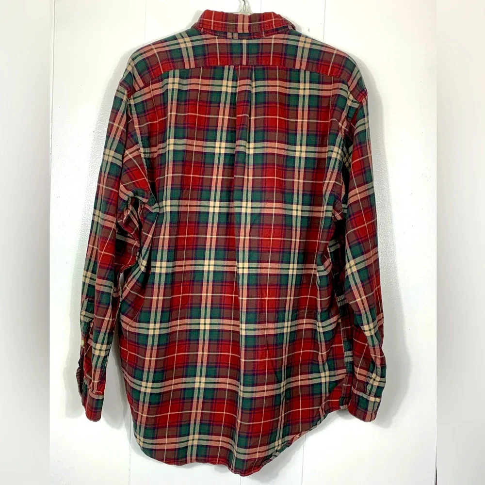 Ralph Lauren Blake 100% Cotton Red Green Plaid Shirt Button Down - Large - Picture 2 of 6